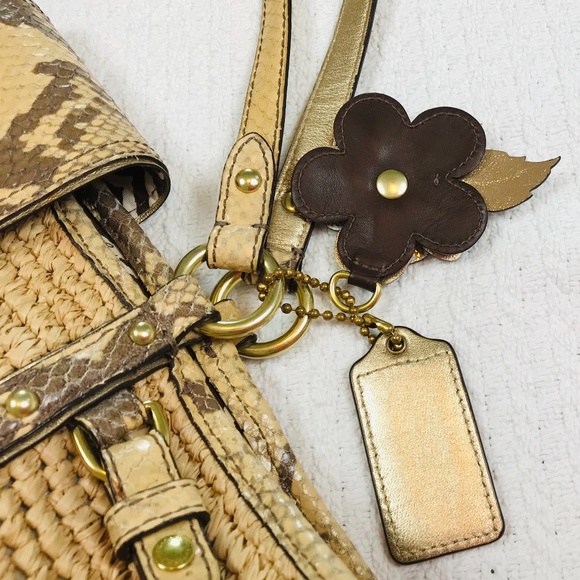 Coach Tan and Brown Woven Shoulder Bag - Picture 6 of 14